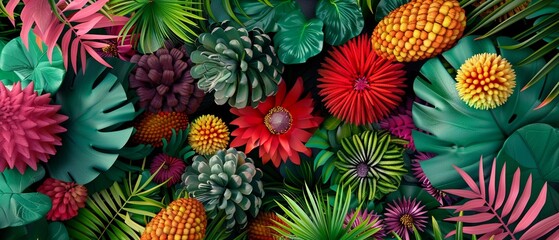 Birdseye view of a lush garden background with a colorful arrangement of flowers in geometric patterns, photorealistic, high detail