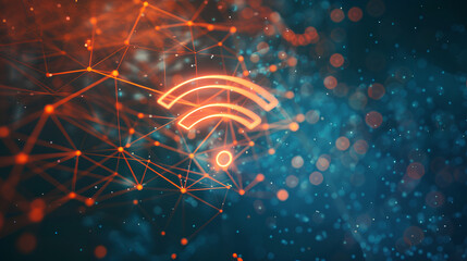 Poster - Wireless network and connection abstract data background with wifi symbol 