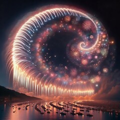 Wall Mural - 87 51. C-shaped shells_ Large, spherical fireworks that explode