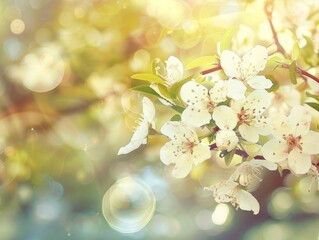 Pear Blossoms in Spring: A White Flowering Tree Branch - AR 4:3 Background