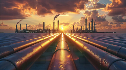 Wall Mural - The oil pipeline of the refinery