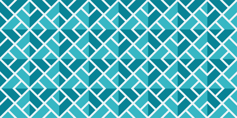 Canvas Print - A blue and white patterned background with squares and triangles