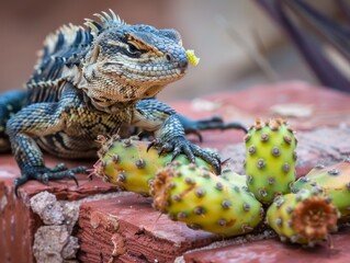 The Sonoran Snack: Desert Spiny Lizard Feasting on Prickly Pear in Tucson