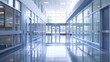 © Noreen - Clean and empty school hallway featuring sleek, modern design elements