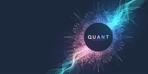 Wall Mural - quantum computer technology concept. deep learning artificial intelligence. big data algorithms visu