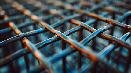 Close up of a steel grid in abstract