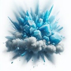 Wall Mural - 105 127. Glacial blue chalk piece bursting into a frosty cloud o