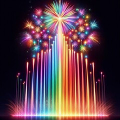 Sticker - 106 107. Rainbow vertical comets_ Fireworks that shoot a comet-l