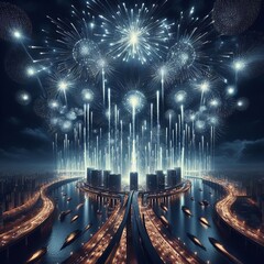 Wall Mural - 108 11. Barrages_ Intense, rapid-fire fireworks that explode in