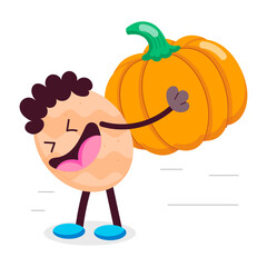 Poster - A flat style mascot of pumpkin harvest  

