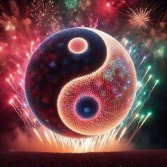 Canvas Print - 115 56. Yin-yang shells_ Large, spherical fireworks that explode