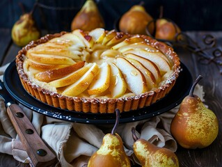 Wall Mural - Baking the Perfect French Pear Tart: La Tarte Bourdaloue Recipe