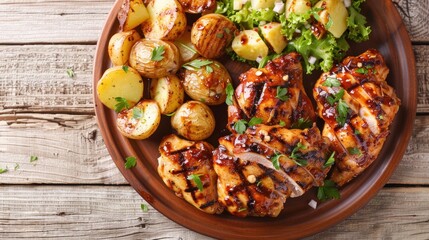 Sticker - Grilled Chicken with Roasted Potatoes and Salad