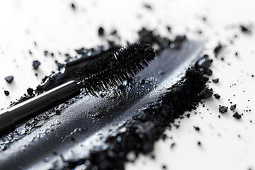 black mascara brush or eyeliner brushstroke swatch. draw beautiful eyes. creative cosmetic mascara s