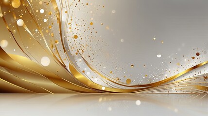 luxury abstract background with golden lines on dark, modern backdrop concept 3d style. illustration