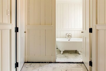 Charming retro bathroom with a clawfoot bath