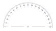 © ec0de - Round Angle Meter Scale Isolated on White Background. Measuring Half Circle Scale in Flat Style. 180 Degrees Circular Ruler Template. Protractor Grid. Vector Illustration.