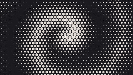 Leinwandbilder - Dynamic Moving Hexagons on Hexagonal Grid. Abstract Geometric Monochrome Pattern. Abstract Tech Background. Vector Illustration. Halftone Multi Scale Pattern.