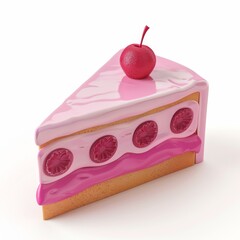 Wall Mural - slice of cake on soft color background 