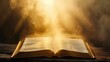 © Nick - Old bibles open on wood table sunlight shine on book foggy background