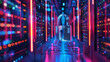 © Piyapat - A futuristic data center with a digital lock symbolizing cybersecurity and data protection amidst glowing servers.