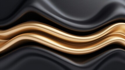 Poster - Luxurious golden and black fabric waves