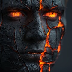 Poster - Fiery demonic face with glowing eyes