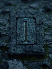 Sticker - Mysterious stone archway in the dark forest