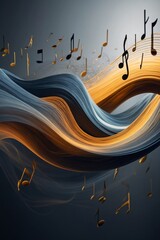 Wall Mural - An abstract depiction of musical staves transformed into waves symbolizing sound.