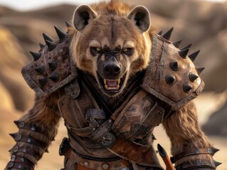 Wall Mural - Fierce armored bear warrior