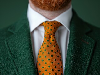 Wall Mural - close-up of a man's head with a patterned tie