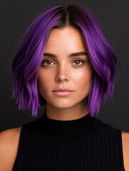 Sticker - young woman with vibrant purple hair