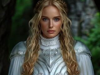 Wall Mural - Elegant fantasy woman with long blonde hair