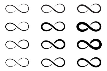 hand drawn infinity symbol. black infinity icon. eternity, infinite, limitless and forever signs.