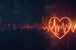 © pasiporn - Glowing Heartbeat, a vibrant heart pulsating with a heartbeat line against a dark backdrop, symbolizing vitality and the essence of health and well-being.