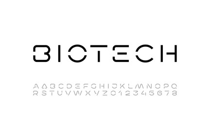 Wall Mural - Technology font, digital cyber alphabet made futurism style, letters A, B, C, D, E, F, G, H, I, J, K, L, M, N, O, P, Q, R, S, T, U, V, W, X, Y, Z and numerals 0, 1, 2, 3, 4, 5, 6, 7, 8, 9 space style