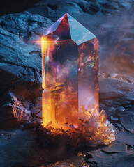 Wall Mural - cosmic crystal: a mesmerizing, otherworldly crystal, glowing with ethereal light and intricate patte