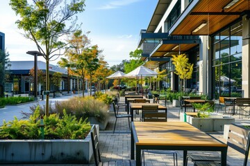 Outdoor Patio Seating at Modern Building