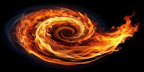 Wall Mural - Fire Swirl Trial Effect on Black Background Generative By AI