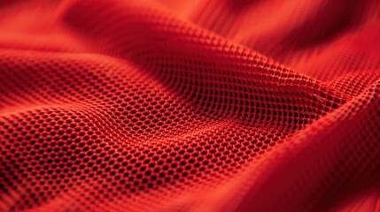 Red synthetic sport fabric texture showing breathable material, for sportswear background
