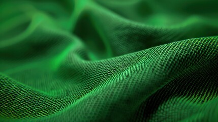Green synthetic sport fabric texture showing breathable material.