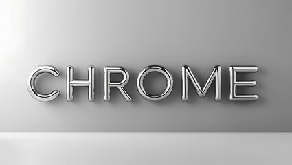 Chrome 3d lettering text with chrome effect on wall.