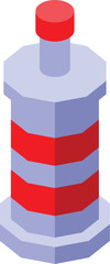 Sticker - Isometric icon of a lighthouse illuminating the night, guiding ships safely through the water