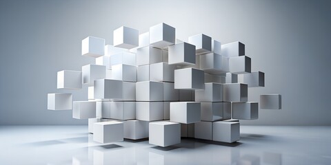 Random Shifted White Cube Boxes Background Modern Geometric Design Creative AI
