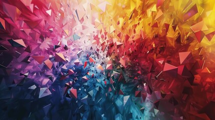 Abstract polygonal background with a burst of colorful facets