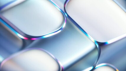 Wall Mural - Looped seamless pattern animation of energy dynamic abstract footage with glowing 3D grid waves, geometric square cube, reflective material glass with motion blur effect, blend of vibrant color shapes