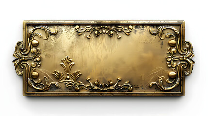 Wall Mural -  a vintage realistic rectangular gold empty name plate, on a white background