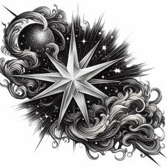 Wall Mural - star trable tattoo illustration design