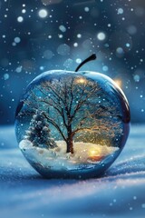 Poster - Winter Wonderland Inside a Crystal Apple