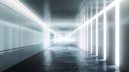Wall Mural - abstract corridor interior design with linear light